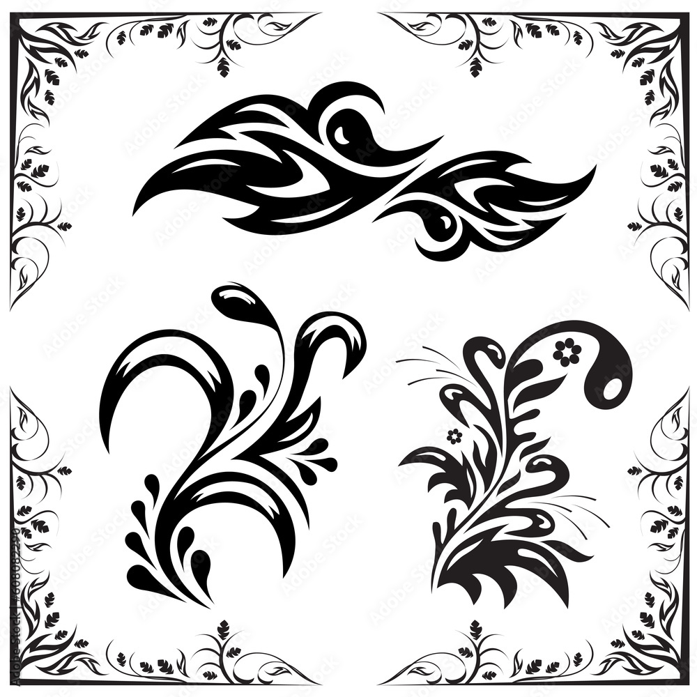 Poster a set of black vector different patterns for decoration