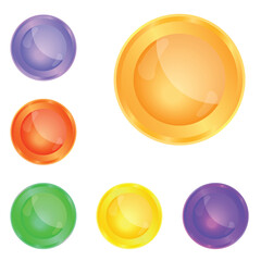 Smooth glass web buttons of different colour