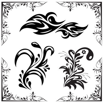 a set of black vector different patterns for decoration