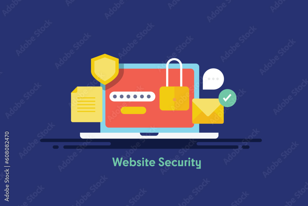 Poster username and password login interface on laptop screen. cyber security, protecting data on internet,