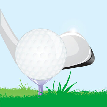 illustration of golf ball with stick