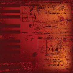 abstract jazz background piano keys on red