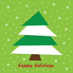 Festive green and white happy holidays christmas tree