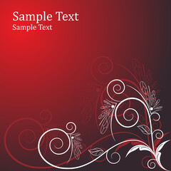 Vector picture of red and white floral bizarre background