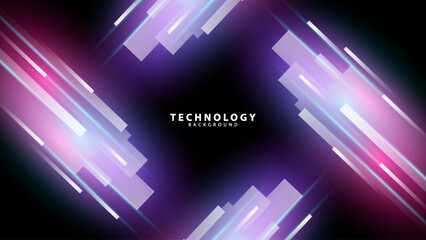 Obraz premium technology background with neon light effect lines