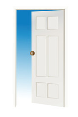 illustartion of open door with sky on other side