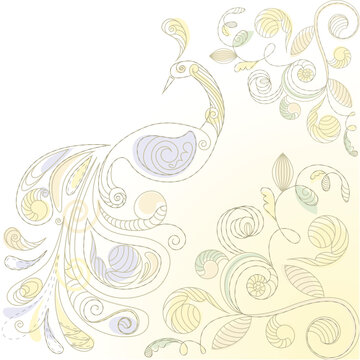 vector floral  background with peacock
