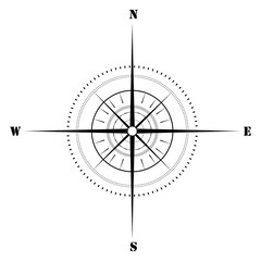 illustration of sketchy compass on isolated background