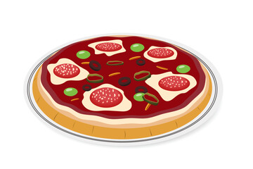 illustration of hot  pizza on isolated background