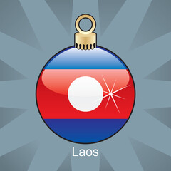 fully editable vector illustration of isolated laos flag in christmas bulb shape