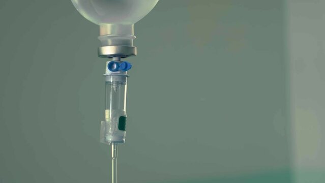 Close-up of intravenous infusion line, hospital patient, iv drip, saline tube