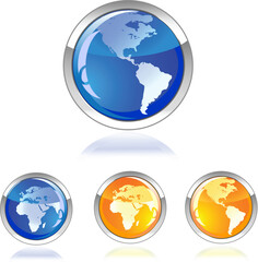 globe glossy icon button on white background