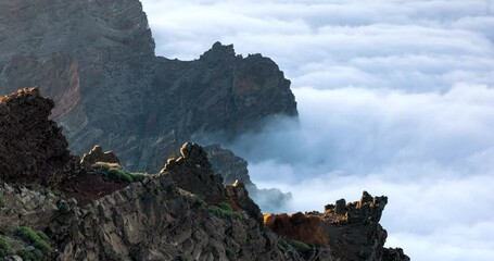 Inversions of clouds in the mountains of La Palma, which dance and create fluffy shapes. Above shot