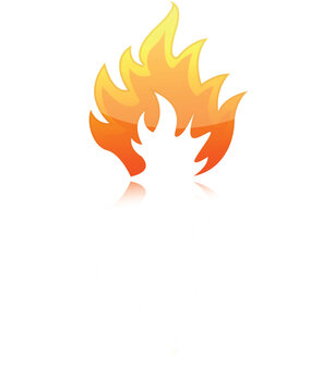 Illustration of fire flames isolated over a white background.