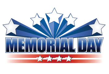 An illustration for Memorial Day with the American flag colors isolated over white.