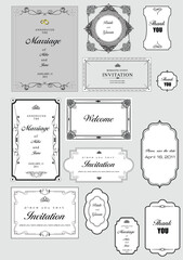 Fototapeta na wymiar Set of ornate vector frames and ornaments with sample text. Perfect as invitation or announcement. All pieces are separate. Easy to change colors and edit.