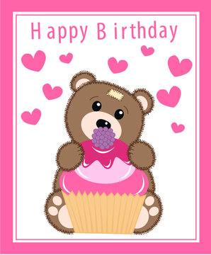 happy birthday card with a cute bear