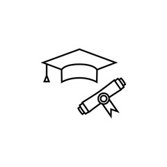 Graduation cap line icon, academic cap logo vector