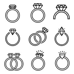 diamond ring icons set vector illustration. jewelry icon symbol