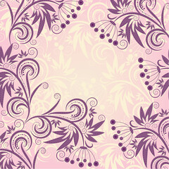 vector background with violet floral ornament. clipping mask