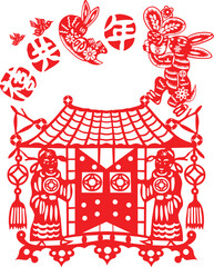Chinese style of paper cut for year of the rabbit.