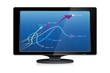 illustration of growth arrows in tv on white background