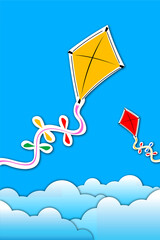 Fototapeta na wymiar illustration of kites in sky