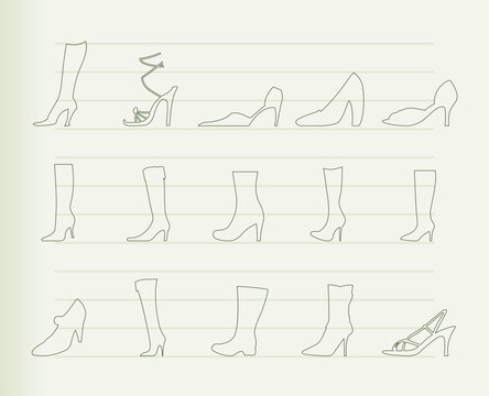 shoe and boot icons - vector icon set
