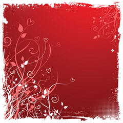 Abstract Valentines Day themed floral grunge background