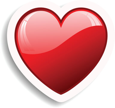 Glossy red heart icon with drop shadow