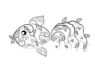 Vector picture with bizarre fish
