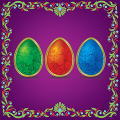 easter eggs on a pink floral ornament