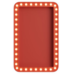 3d render of red billboard with light bulb.