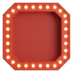 3d render of red billboard with light bulb.