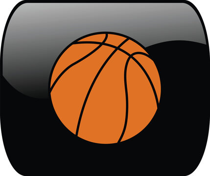 button with ball for basketball - vector