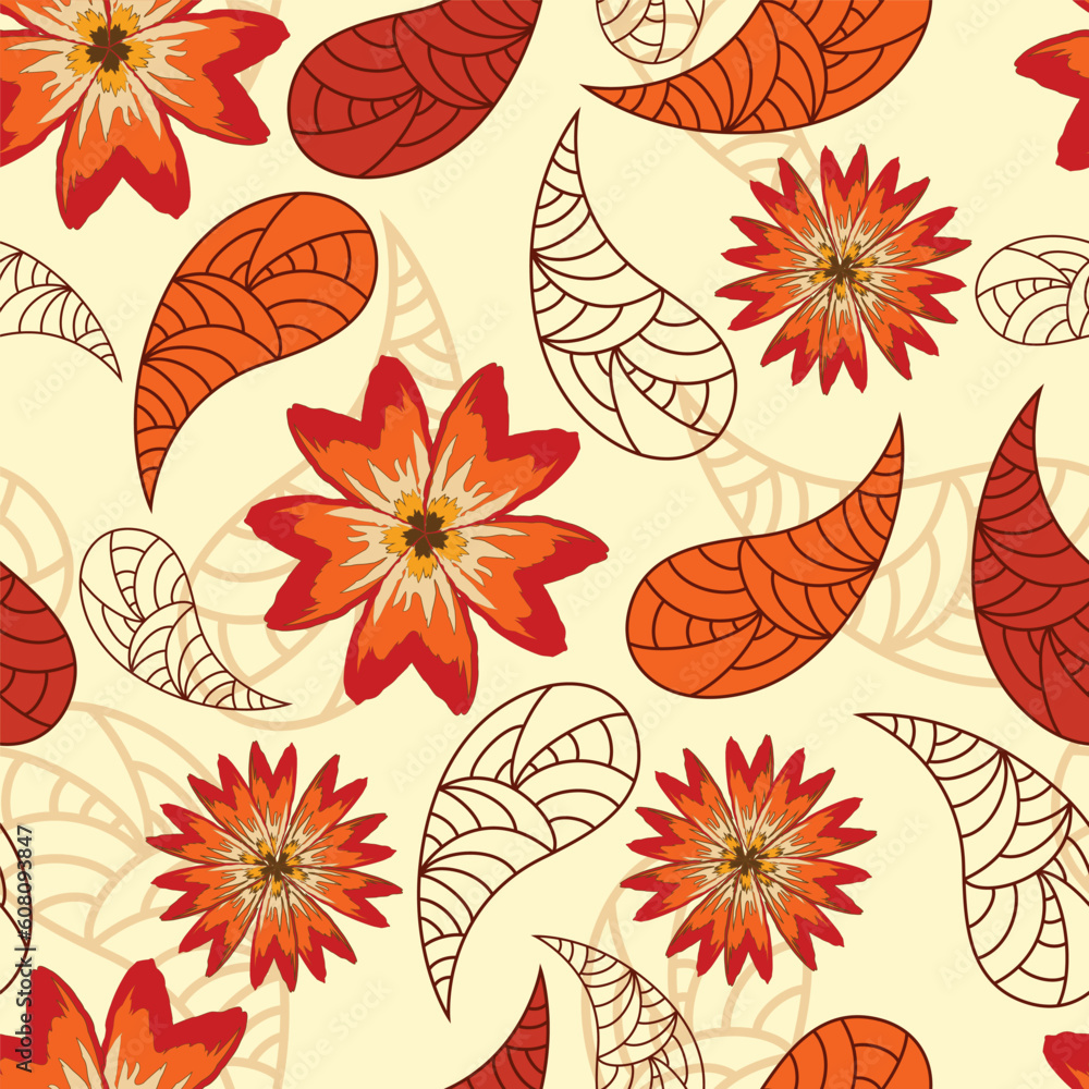 Poster vector seamless background with red poppies. clipping mask