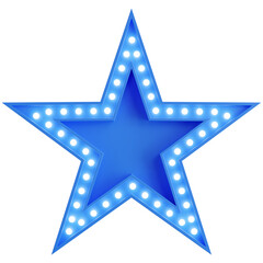 3d render of blue billboard light bulb with star shape. © KWstudio