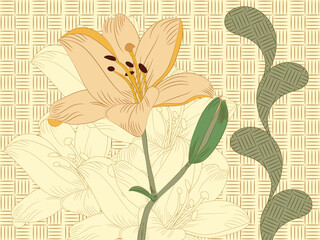 vector lily flowers and floral ornament. clipping mask