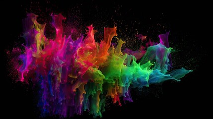 Obraz na płótnie Canvas Colorful neon magic light splattered messily explosion concept Generative AI