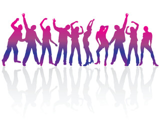 vector eps10 illustration of dancing people silhouettes