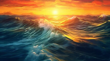 Brilliant Sea with Sun Reflections. Illustration, AI Generated