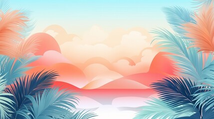 Obraz na płótnie Canvas Summer tropical pastel establishment with palm. Illustration, AI Generated