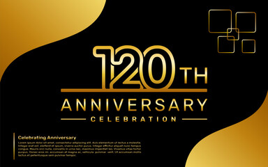 Template design for a 120th year anniversary celebration with a golden number style, vector template