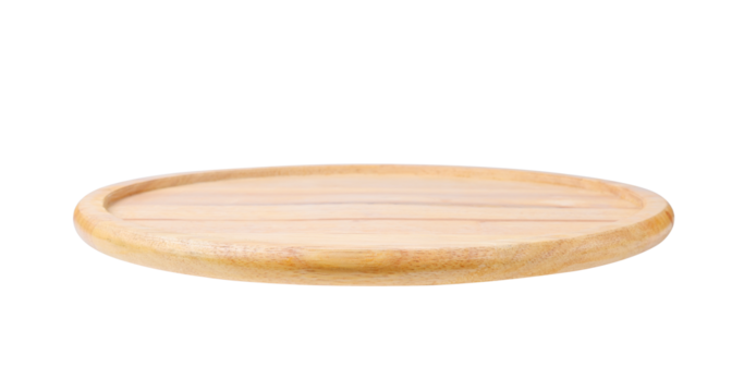 Plate, Empty round wooden plate on transparent png