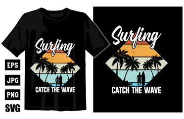 Summer vintage vector t-shirt design, surfing t-shirt vector illustration, summer sunset t-shirt, surf and beach. vintage beach print