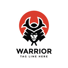 Red Moonlit Samurai Silhouette Logo