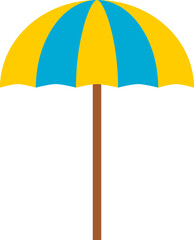 Yellow blue beach umbrella icon PNG