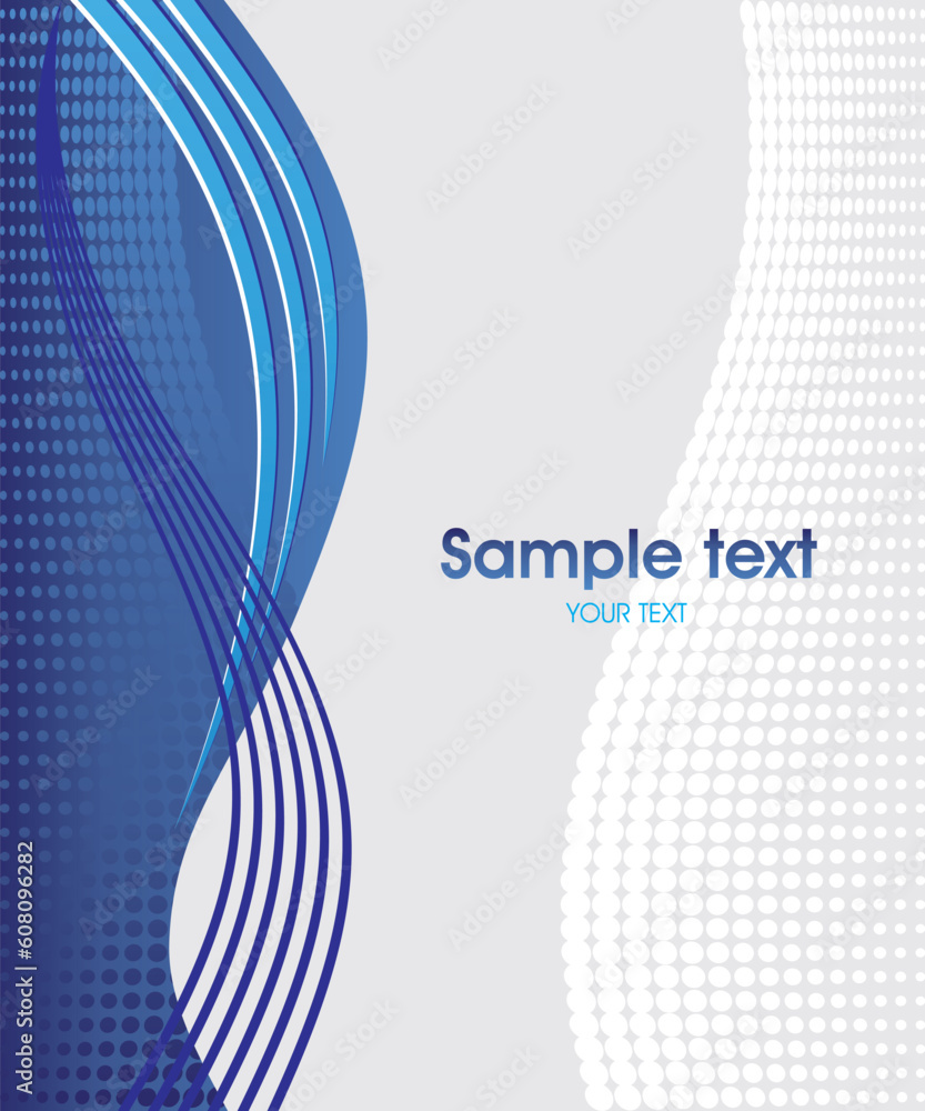 Poster dynamic vector wave background in blue color.