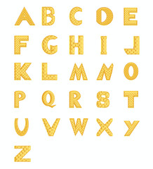 The English alphabet from gold letters