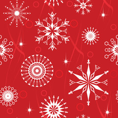 Red seamless pattern from  snowflakes(can be repeated and scaled in any size)